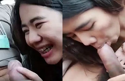 วัยรุ่นสาวฟันเหล็ก อมควย โม๊คสดในรถ  แฟนให้ถอดเสื้อออก ได้อารมณ์มาก